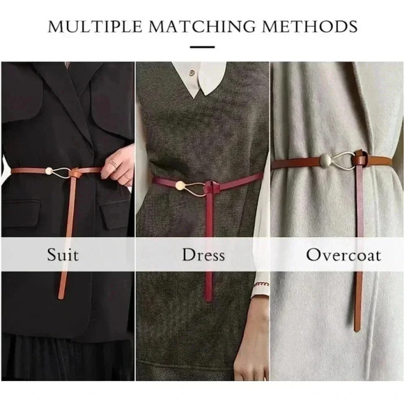 Western Boho Minimalist Camel Knot Belt Thin Waist Belt Vintage Style - Picture 7 of 9